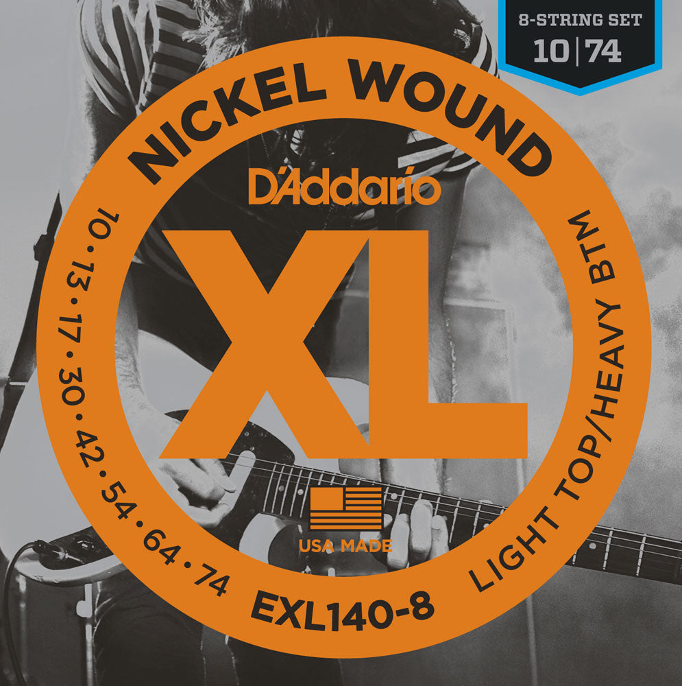 D'Addario EXL140-8 Electric Nickel Wound - 10-74 8-String Light/Heavy
