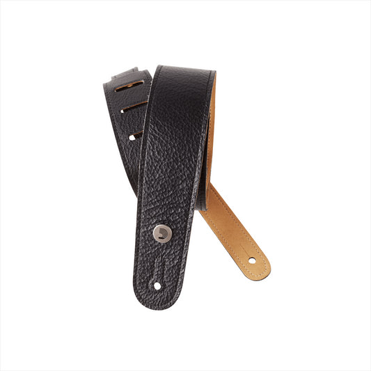 D'ADDARIO SLIM GARMENT LEATHER GUITAR STRAP - BLACK