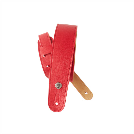 D'ADDARIO SLIM GARMENT LEATHER GUITAR STRAP - RED