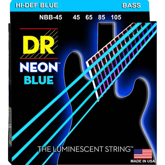 DR NEON BASS STRINGS - HI-DEF BLUE - 45-105