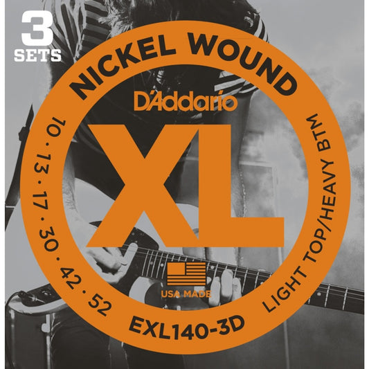 D'Addario Electric EXL140 3 Pack Nickel Wound 10-52
