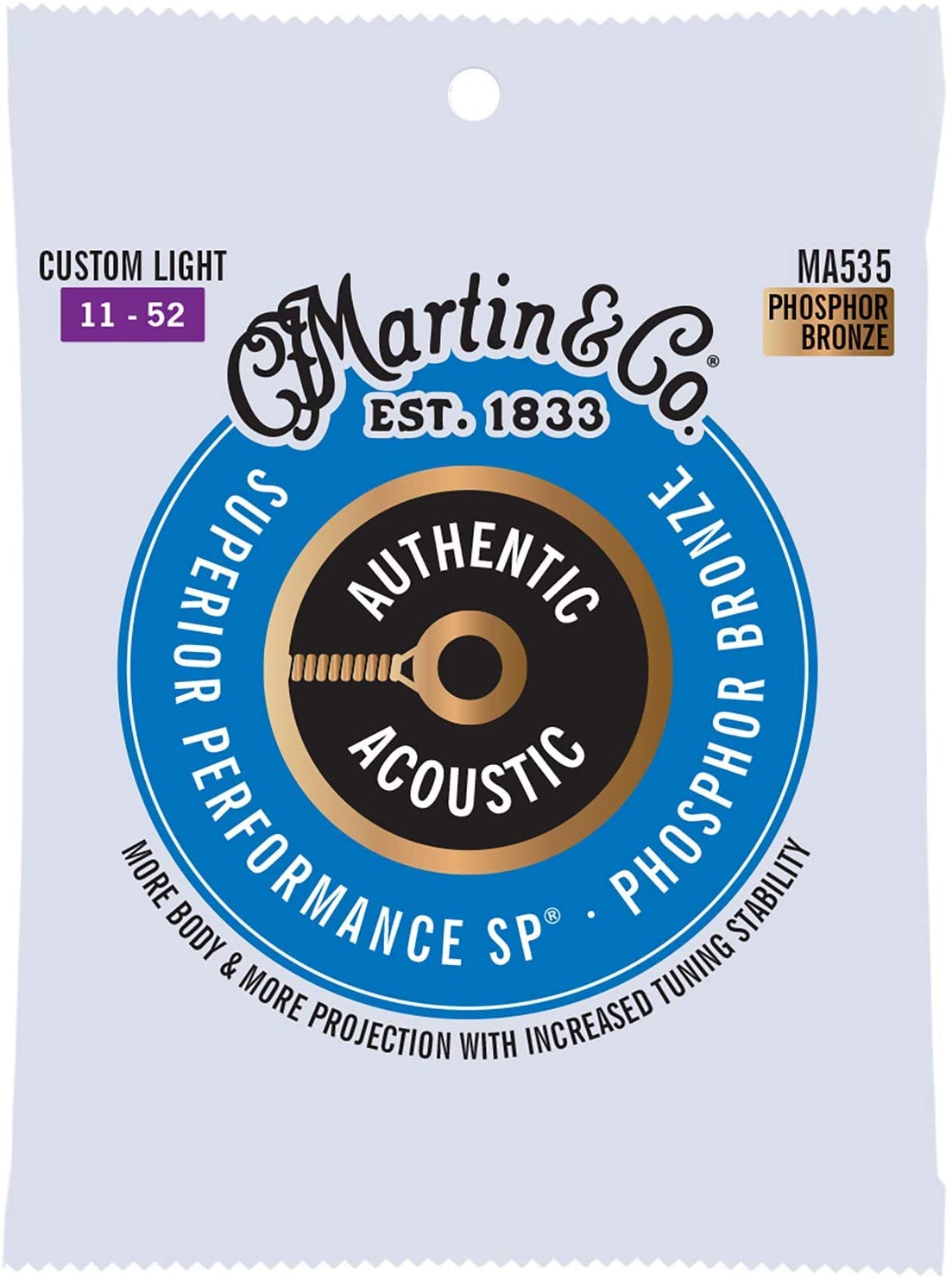 Martin & Co MA535 Authentic Acoustic Phosphor Bronze 11-52 Custom Light Strings