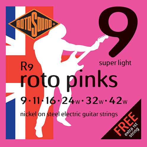 Rotosound R9 Roto Pinks Electric Guitar Strings - 9-42